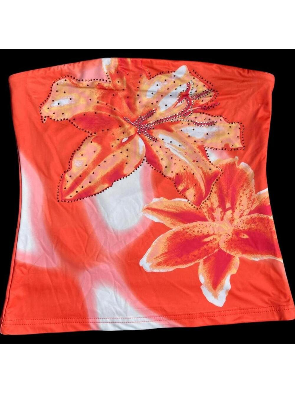 Women's Orange and White Other-top